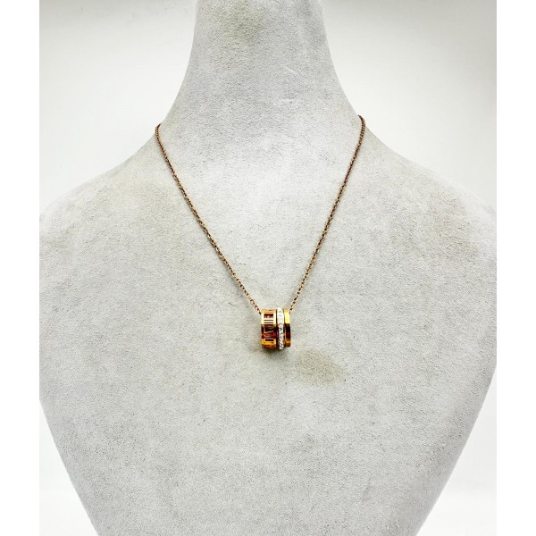 Bronz Üçlü Taşlı Kolye